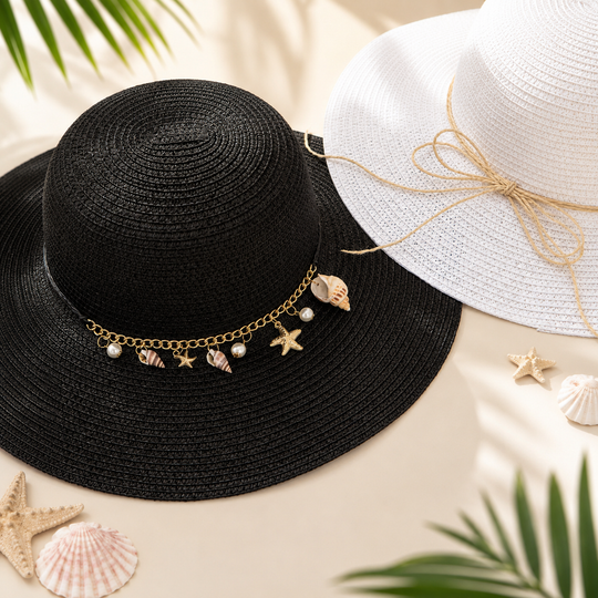 Personalized Women's Floppy Sun Hat with Shells