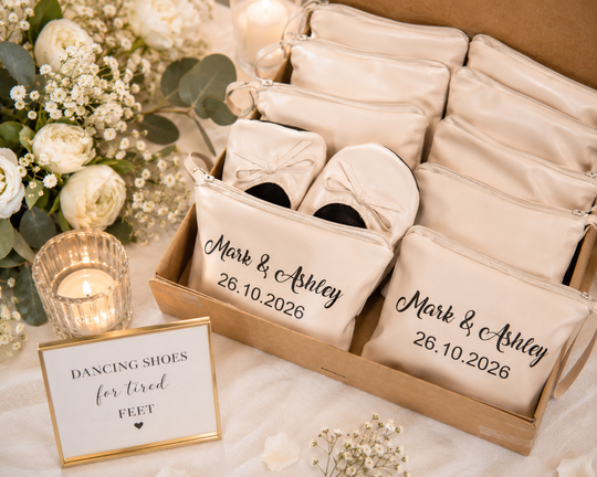 Set of 12 Personalized Foldable Ballet Flats. Wedding Favors & Dancing Shoes