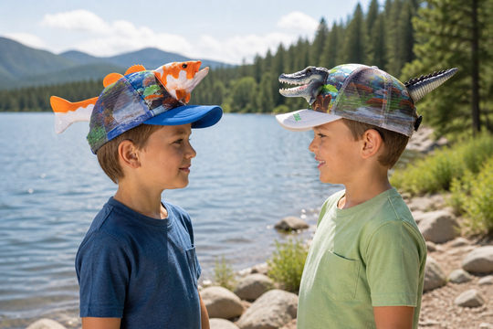 3D Animal Kids Trucker Caps, Personalized Fish Hat for Boys, Custom Name Baseball Cap, Fun Summer Hat for Kids, Fishing Gift