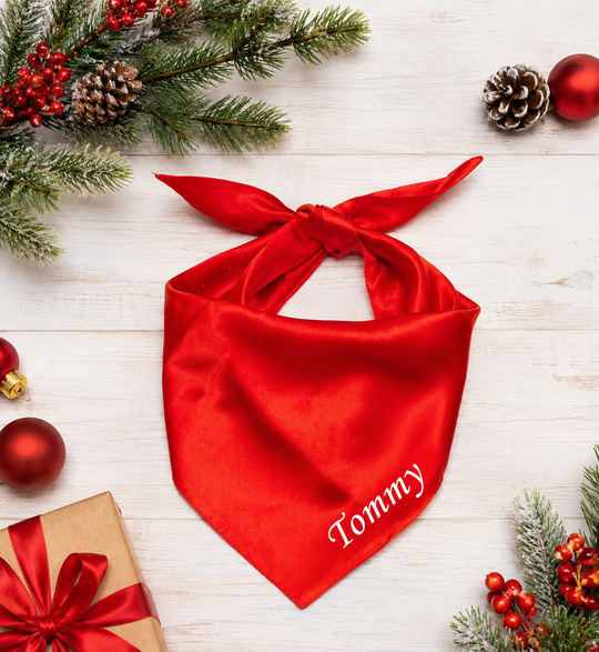 Custom Dog Satin Bandana Christmas RED & GREEN