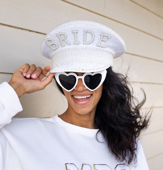 Bride Rhinestone Captain Cap