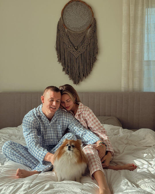 Mr and Mrs Cotton Plaid Pajama Sets
