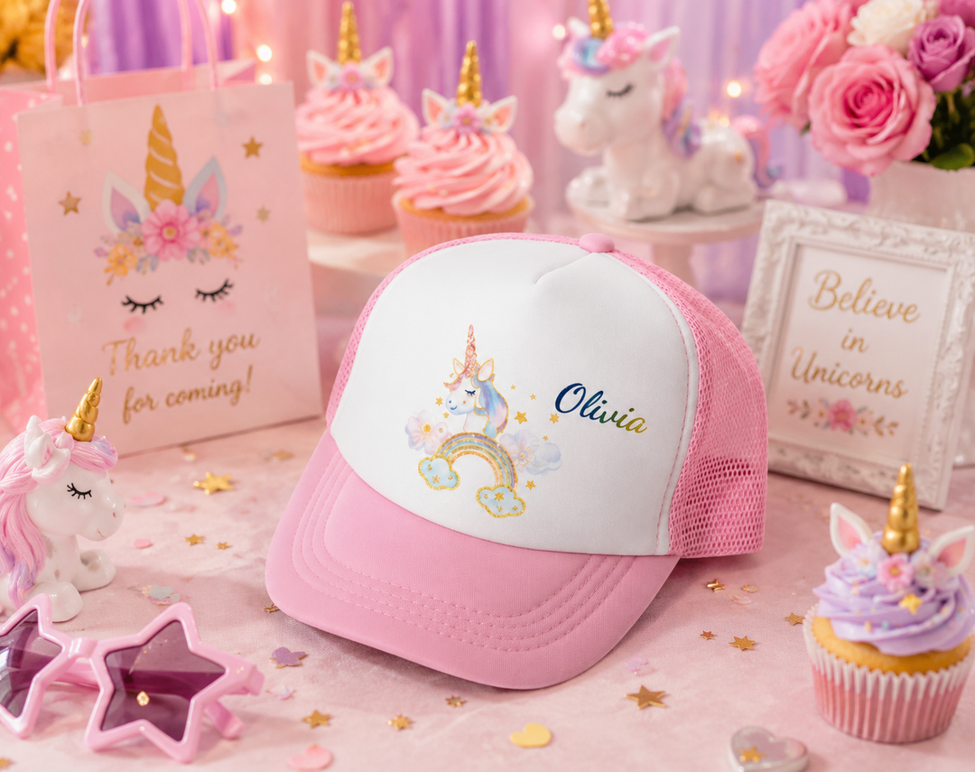  Kids Unicorn Rainbow Custom Trucker Caps