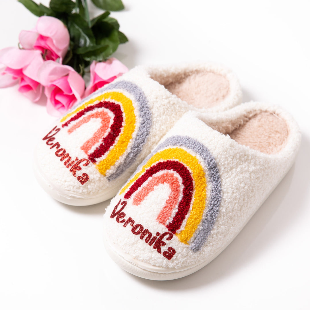 Cozy Custom Name Heart Slippers