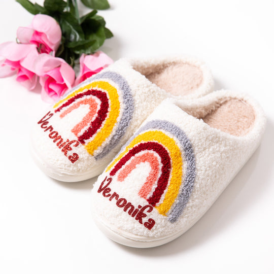 Cozy Custom Name Heart Slippers