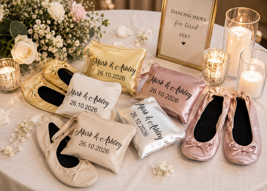 Set of 12 Personalized Foldable Ballet Flats. Wedding Favors & Dancing Shoes
