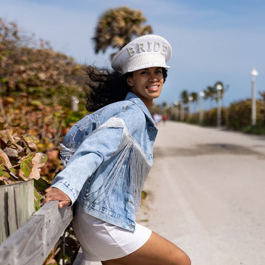 Bride Rhinestone Captain Cap