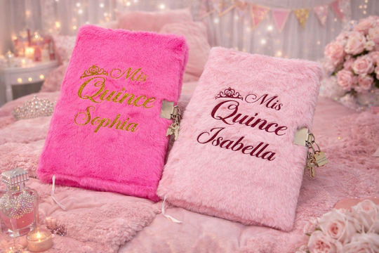 Mis Quince Personalized Fluffy Notebook – Custom Sweet 15 Journal Gift