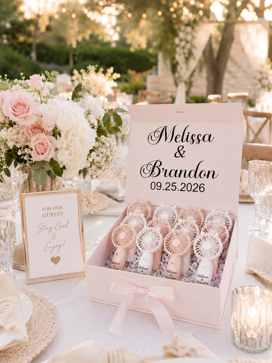 Set of Personalized Mini Handheld Fan Wedding Favors