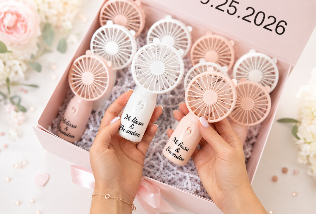 Set of Personalized Mini Handheld Fan Wedding Favors