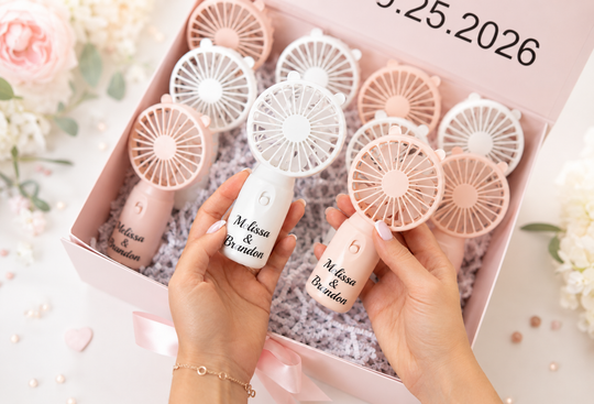 Set of Personalized Mini Handheld Fan Wedding Favors