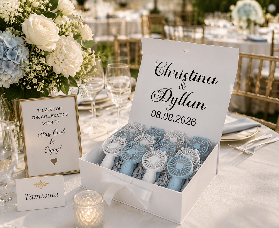 Set of Personalized Mini Handheld Fan Wedding Favors