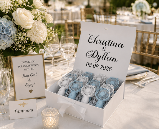 Set of Personalized Mini Handheld Fan Wedding Favors