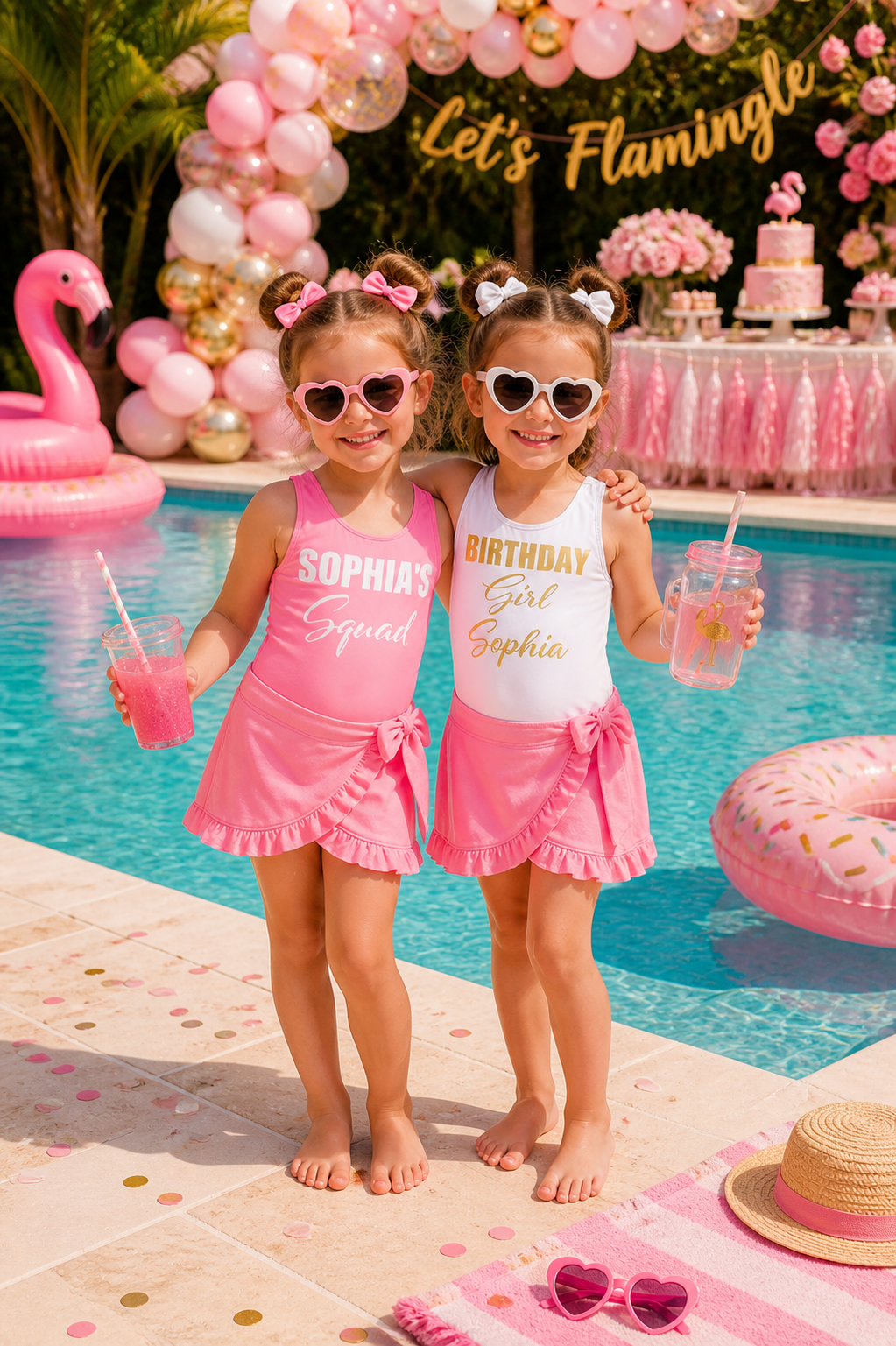 Kids Birthday Princess and her Squad One Piece Swimsuits