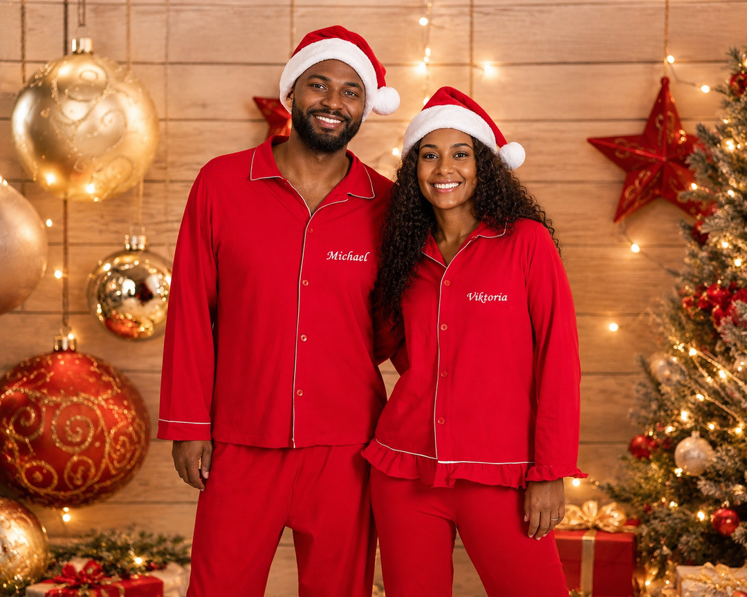 Custom Family Matching Elf Red Cotton Pajamas
