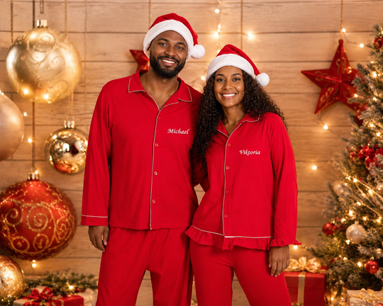 Custom Family Matching Elf Red Cotton Pajamas
