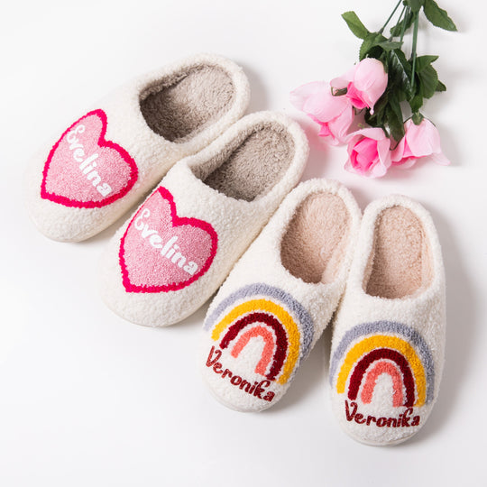 Cozy Heart slippers, Bride slippers, Heart closed toe slippers, Personalized cozy heart slippers, slippers for bridesmaids, Bridal gift