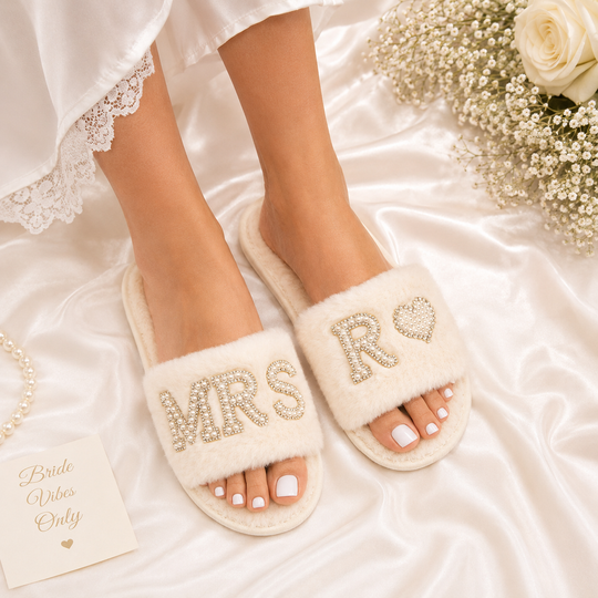 Custom Bridal Slippers & Makeup Bag Set
