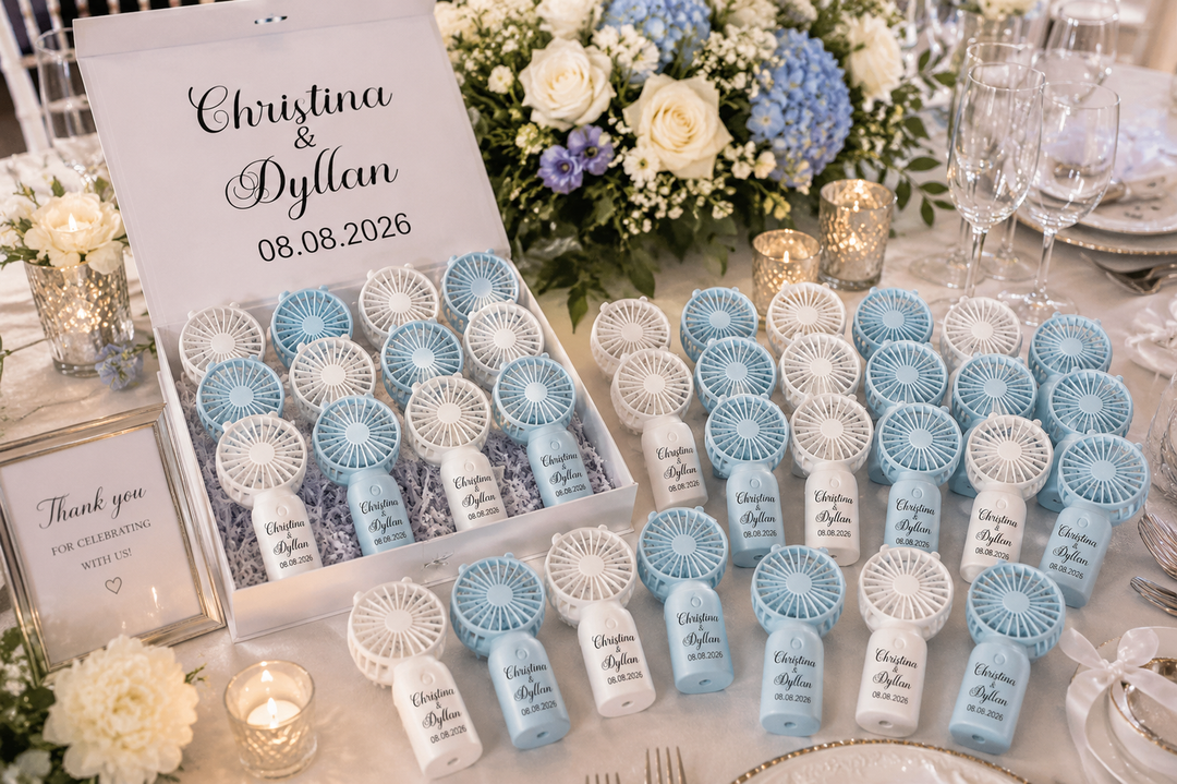 Set of Personalized Mini Handheld Fan Wedding Favors