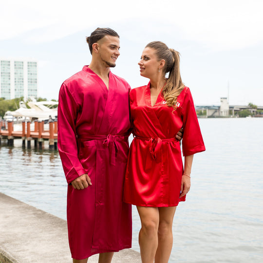 Mr and Mrs, Groom and Bride , His and Hers Satin Robes, Valentines Day  Gift, Robes for Couple, Matching King and Queen – Sunny Boutique Miami