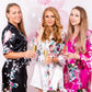 Floral peacocks bridal shower kimono robes