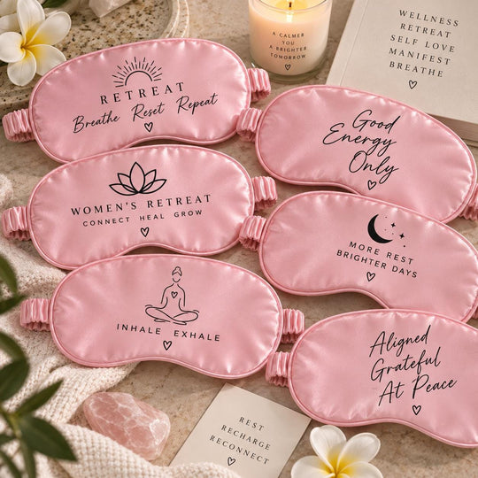 Custom Wellness Retreat Sleep Masks, Personalized Meditation Eye Mask, Women’s Retreat Gifts, Yoga Retreat Favors, Spiritual Event Gifts, Bulk