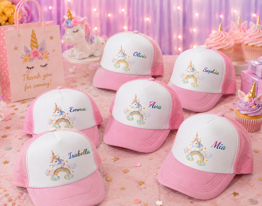  Kids Unicorn Rainbow Custom Trucker Caps
