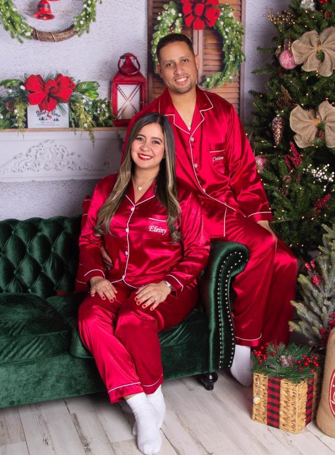 Personalized Couples Christmas Pajamas Long Sleeves + Pants