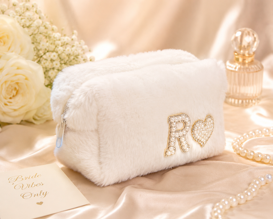 Custom Bridal Slippers & Makeup Bag Set