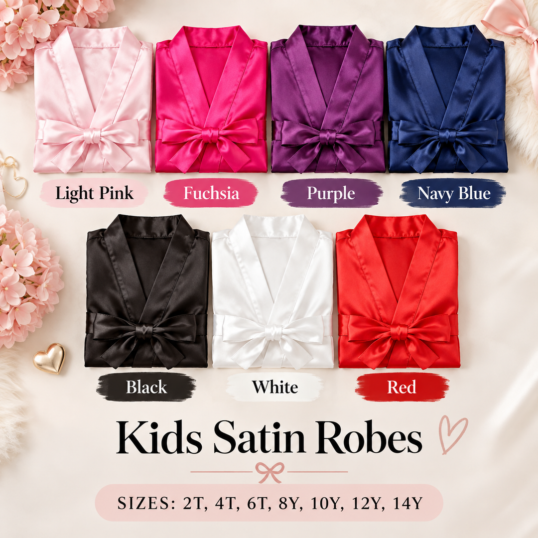 Personalized Kids Satin Robes – Custom Girls Birthday, Spa Party & Flower Girl Robes