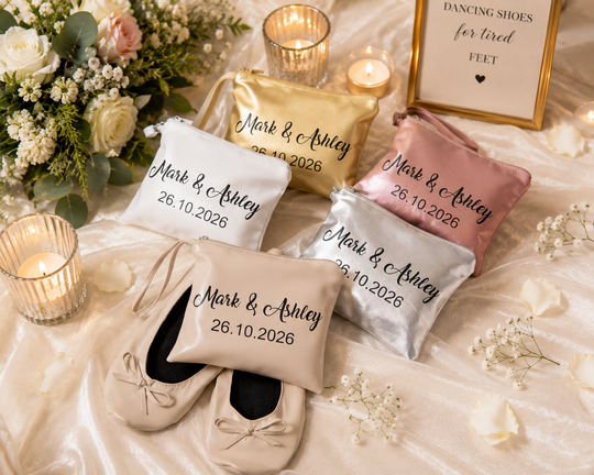 Set of 12 Personalized Foldable Ballet Flats. Wedding Favors & Dancing Shoes