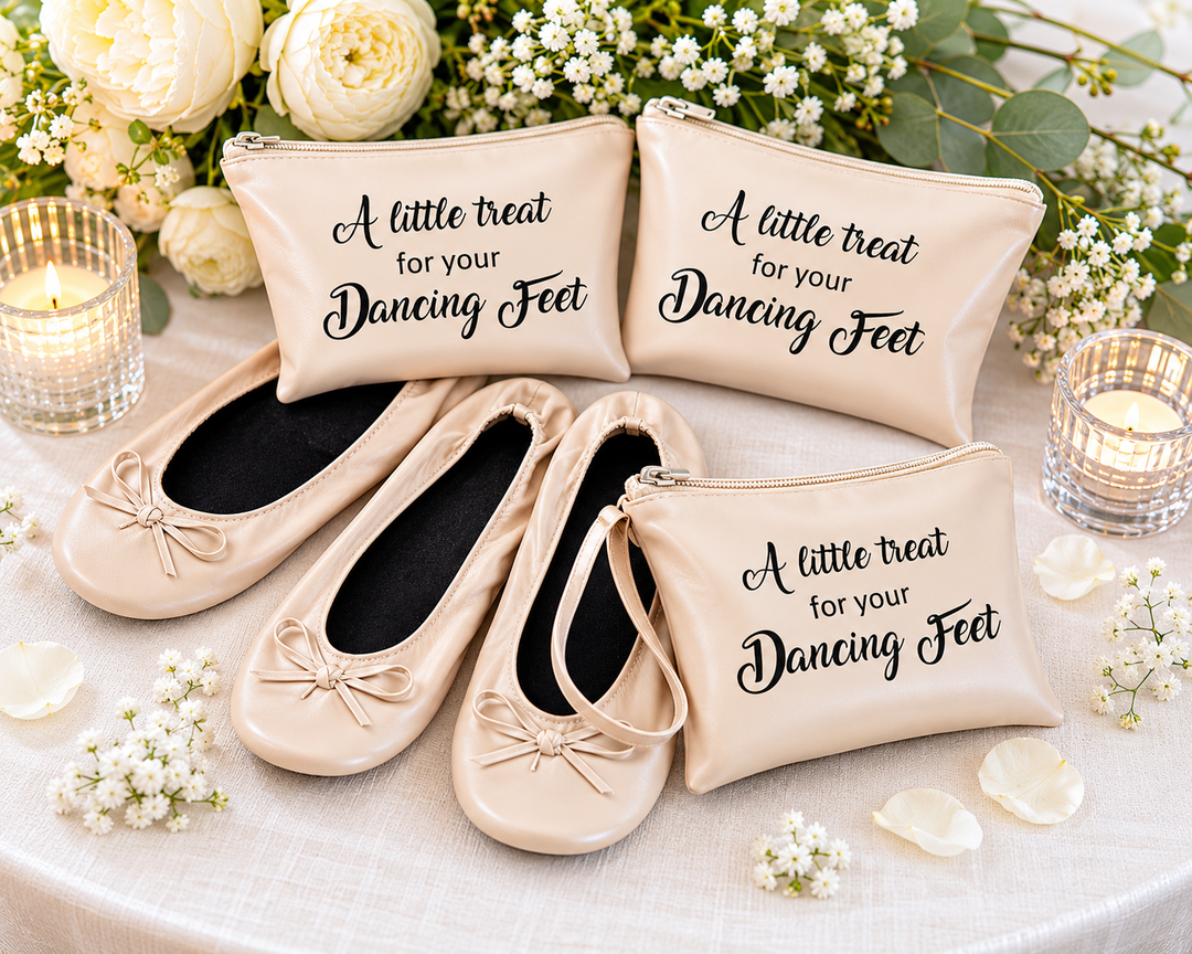 Set of 12 Personalized Foldable Ballet Flats. Wedding Favors & Dancing Shoes