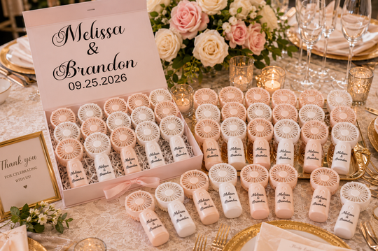 Set of Personalized Mini Handheld Fan Wedding Favors