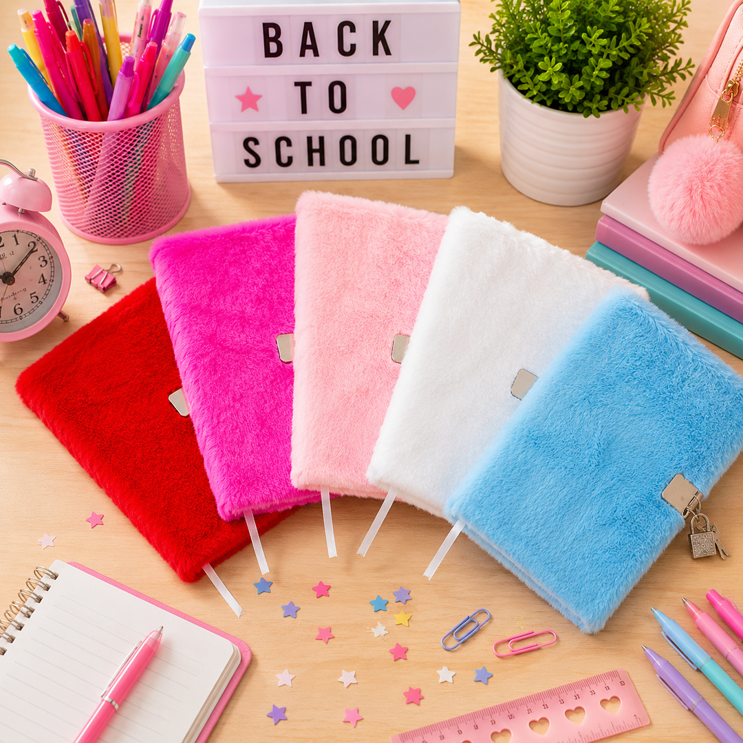 Custom Name Fluffy Diary with Lock and Key
