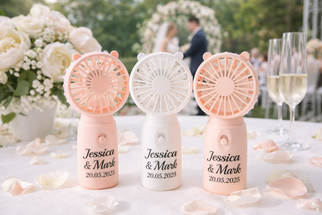 Custom Wedding Mini Fans – Personalized Hand Fans for Guests & Bridal Party