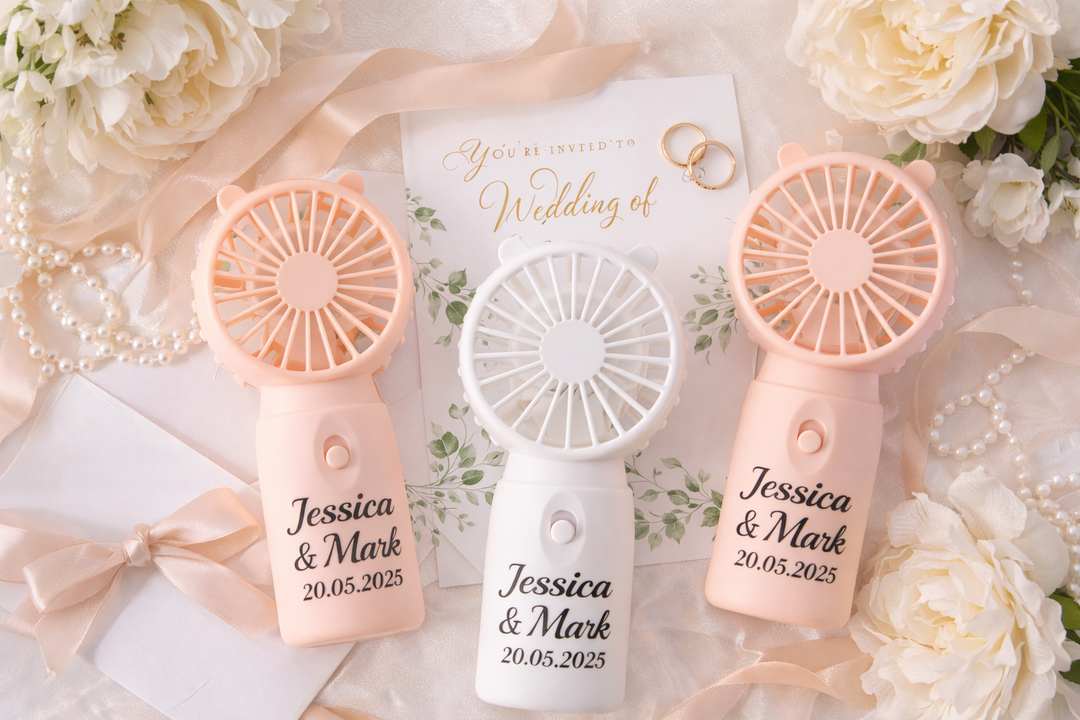 Custom Wedding Mini Fans – Personalized Hand Fans for Guests & Bridal Party