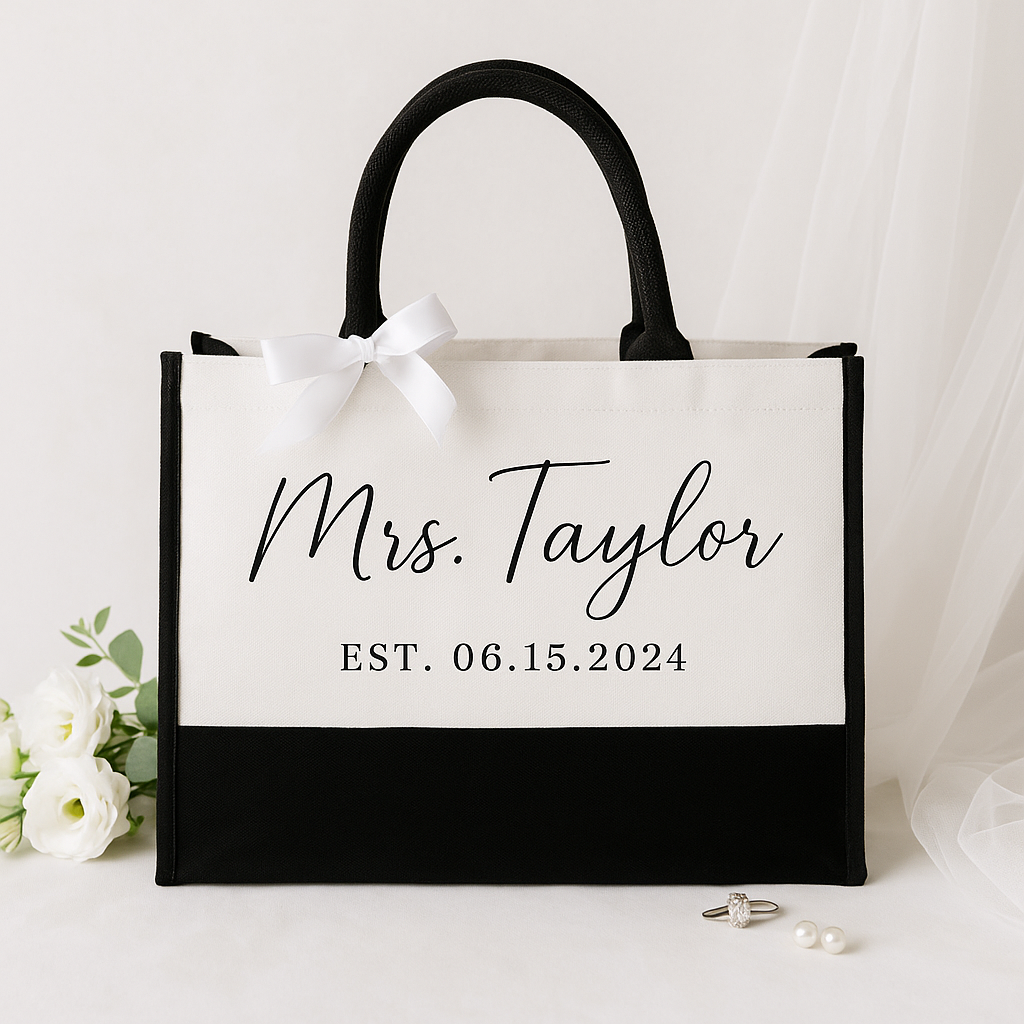 Custom Mrs Bridal Tote Bag