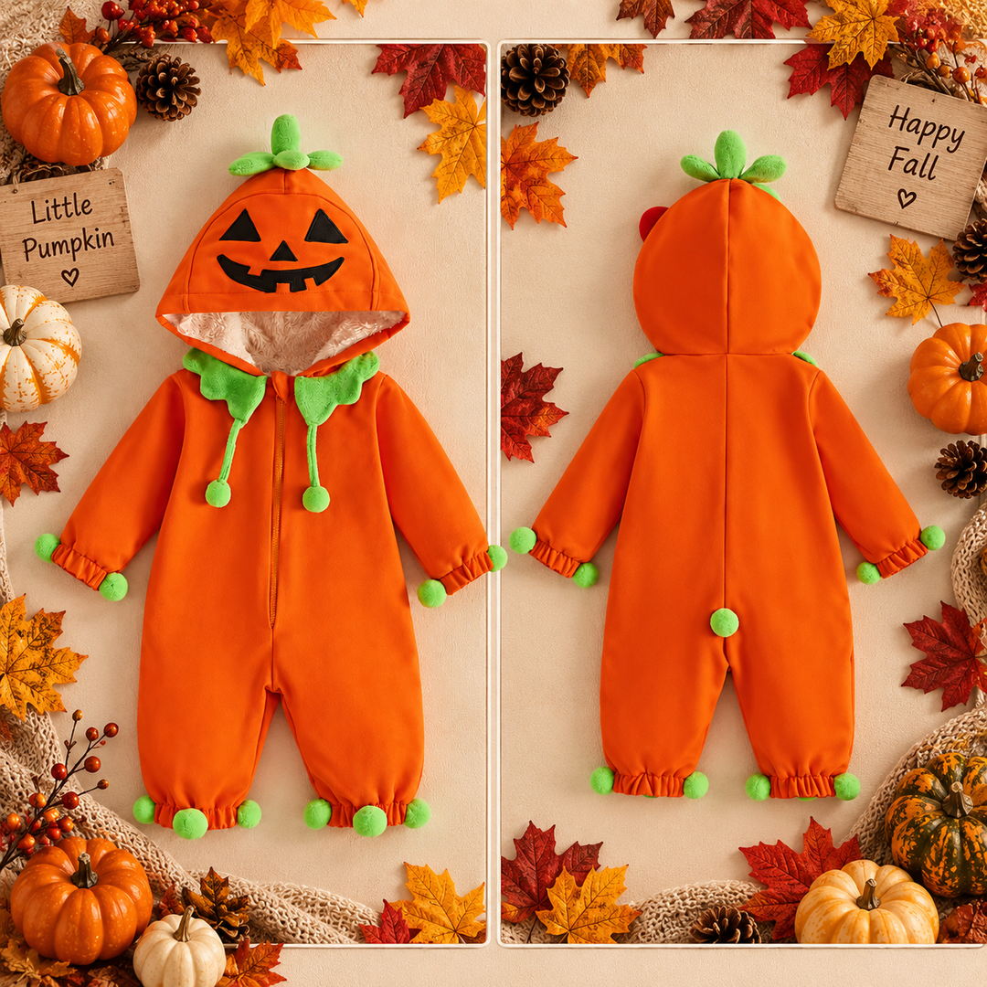 Personalized Baby Pumpkin Halloween Costume, Infant & Newborn Fall Romper