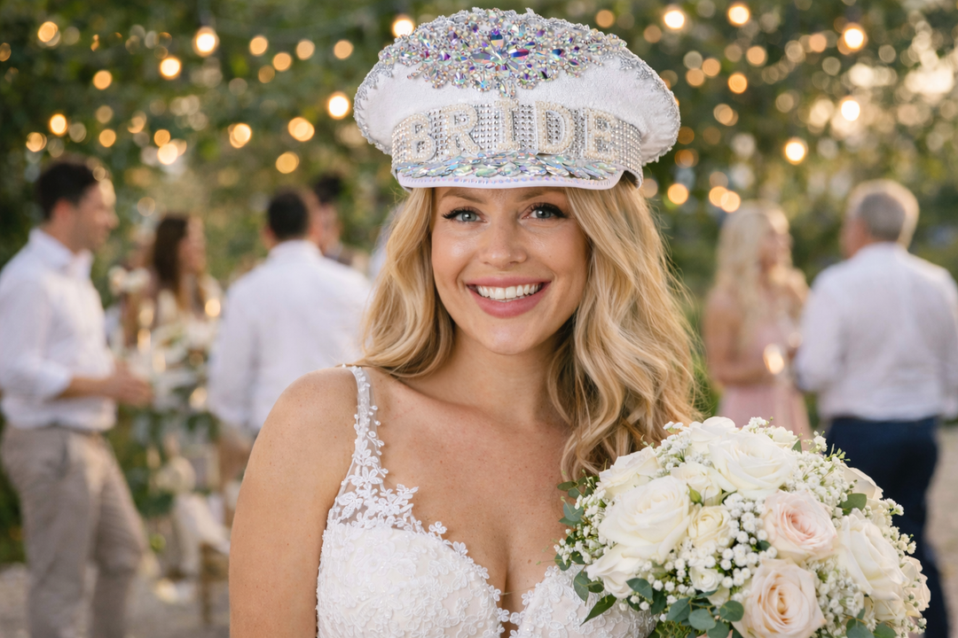 Groom and Bride Rhinestone Festival Hats