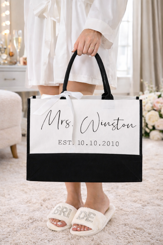 Custom Mrs Bridal Tote Bag