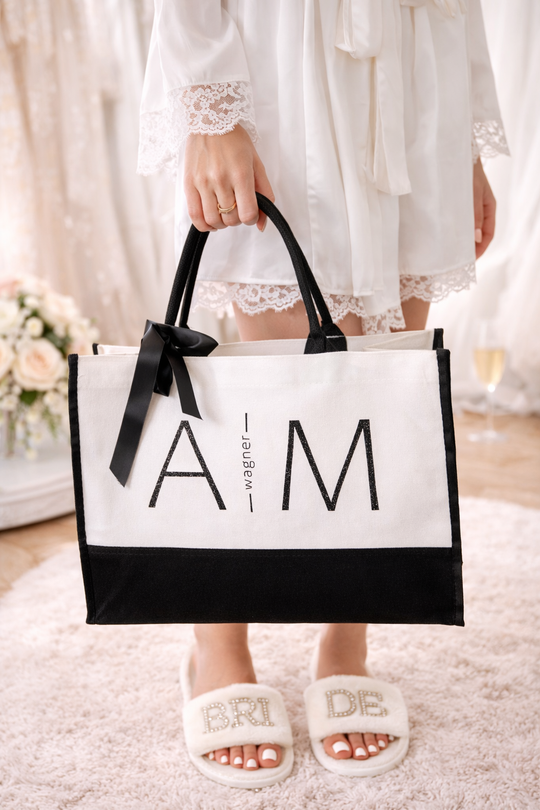 Custom Initials Canvas Tote Bag