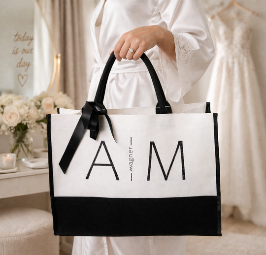 Custom Initials Canvas Tote Bag