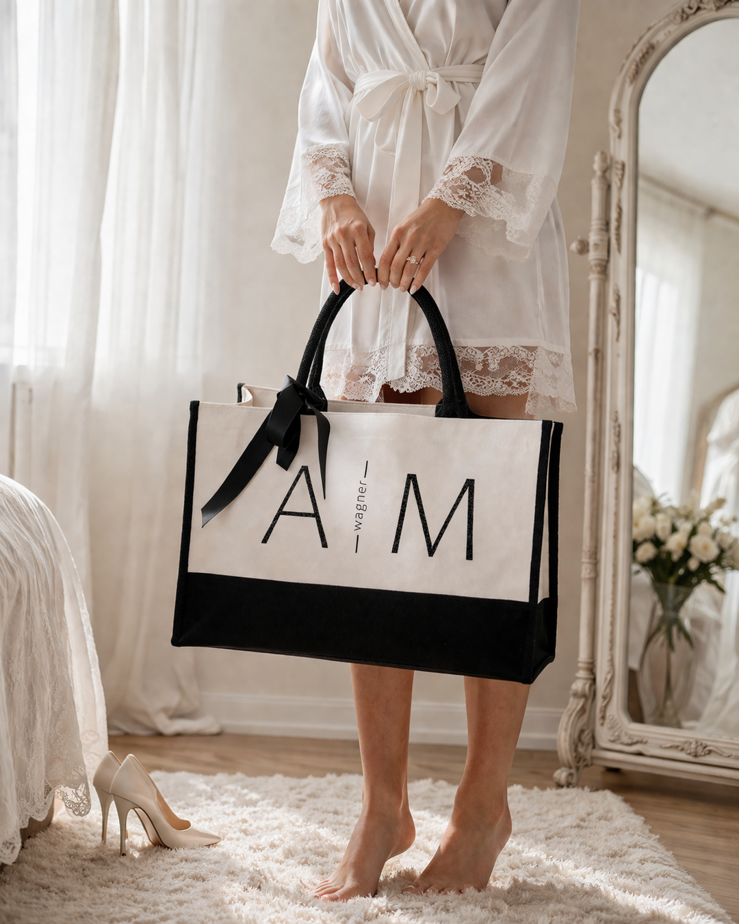 Custom Initials Canvas Tote Bag