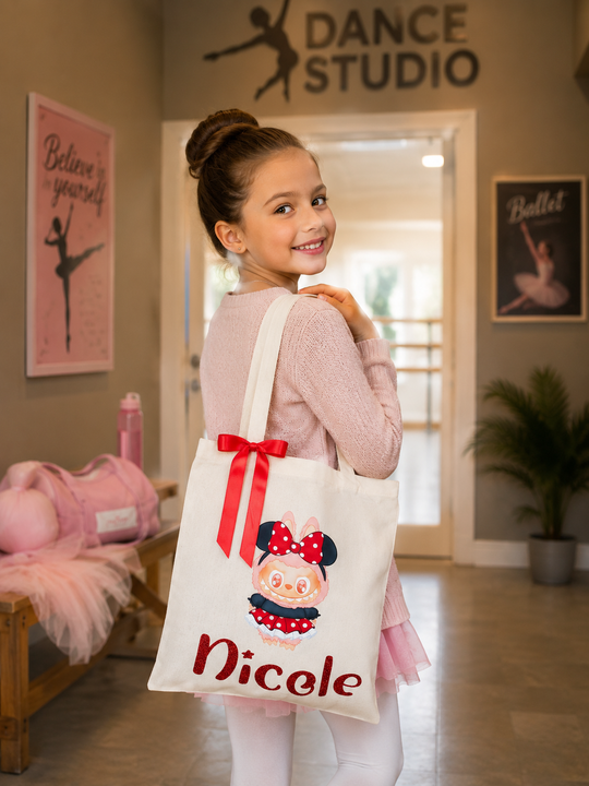 Custom Name Tote with Cute Trendy Character