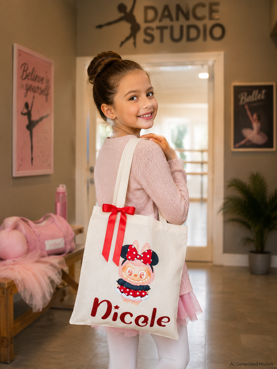 Custom Name Tote with Cute Trendy Character