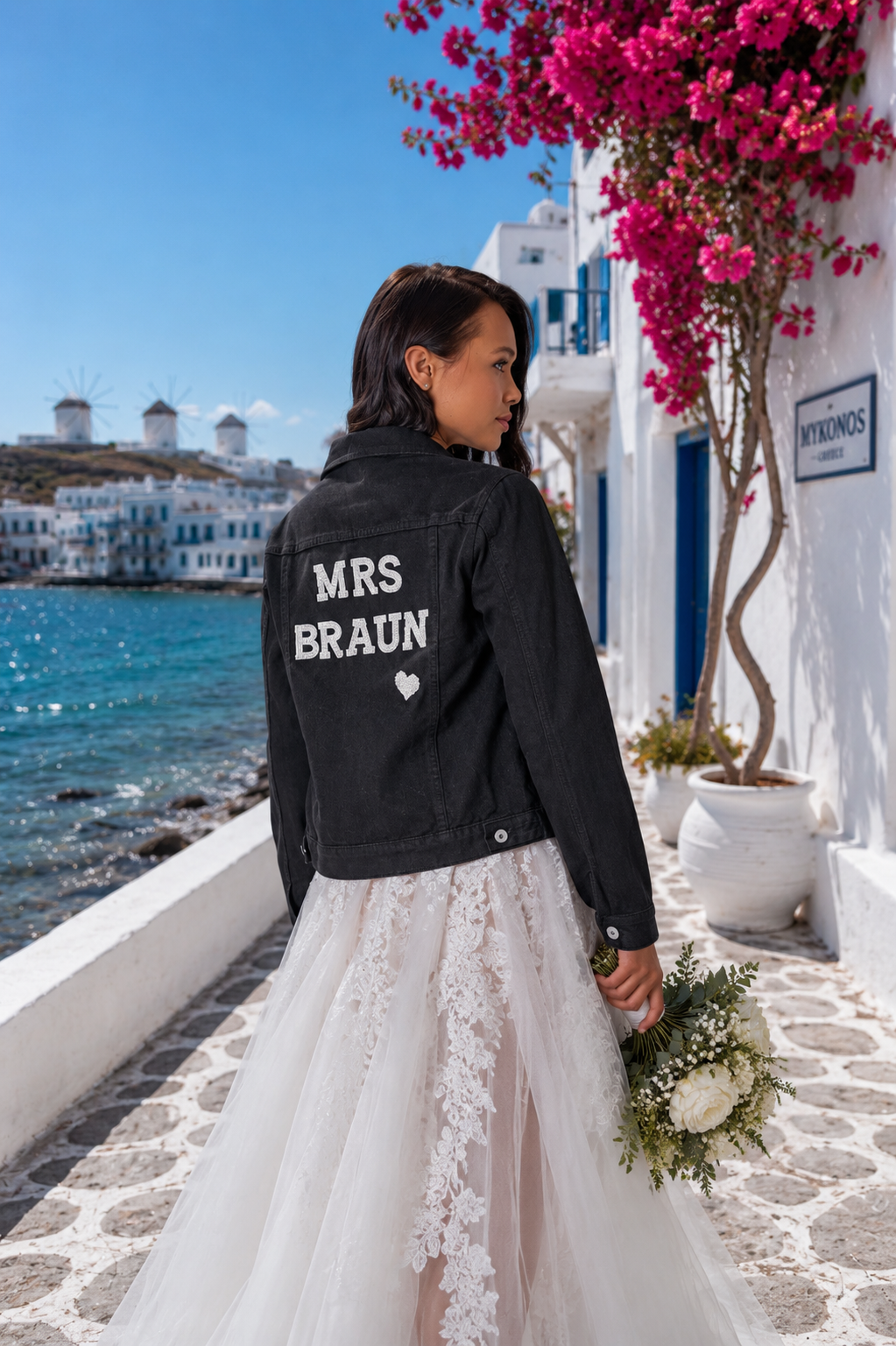 Mrs Customized Denim Jackets with Pearls Patches