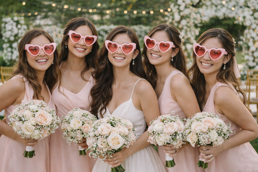 Heart Shape Sunglasses – Bride Tribe Shades for Bachelorette Party & Bridesmaids