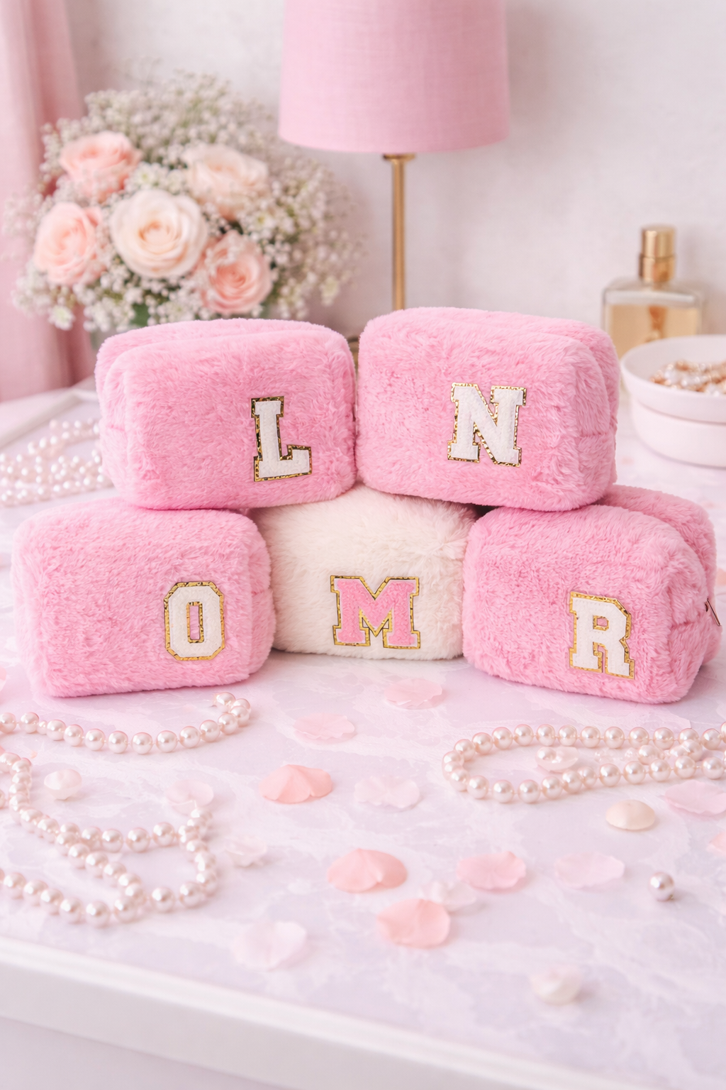 Fluffy Custom Make Up Bags Bridesmaid Gifts