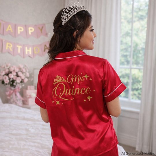 Miss Quince Custom Satin Pajama – Personalized Quinceañera Getting Ready Outfit