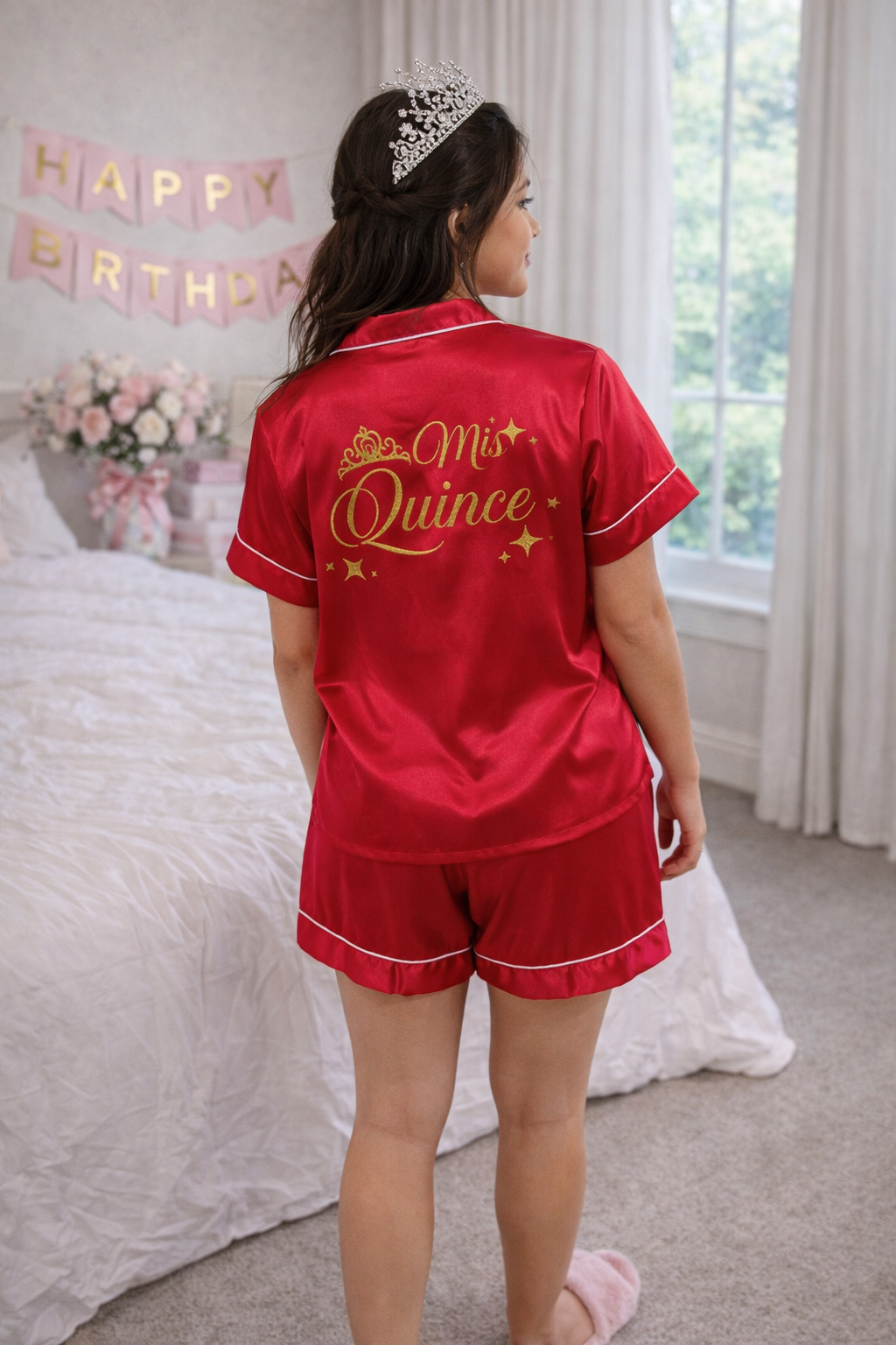 Miss Quince Custom Satin Pajama – Personalized Quinceañera Getting Ready Outfit